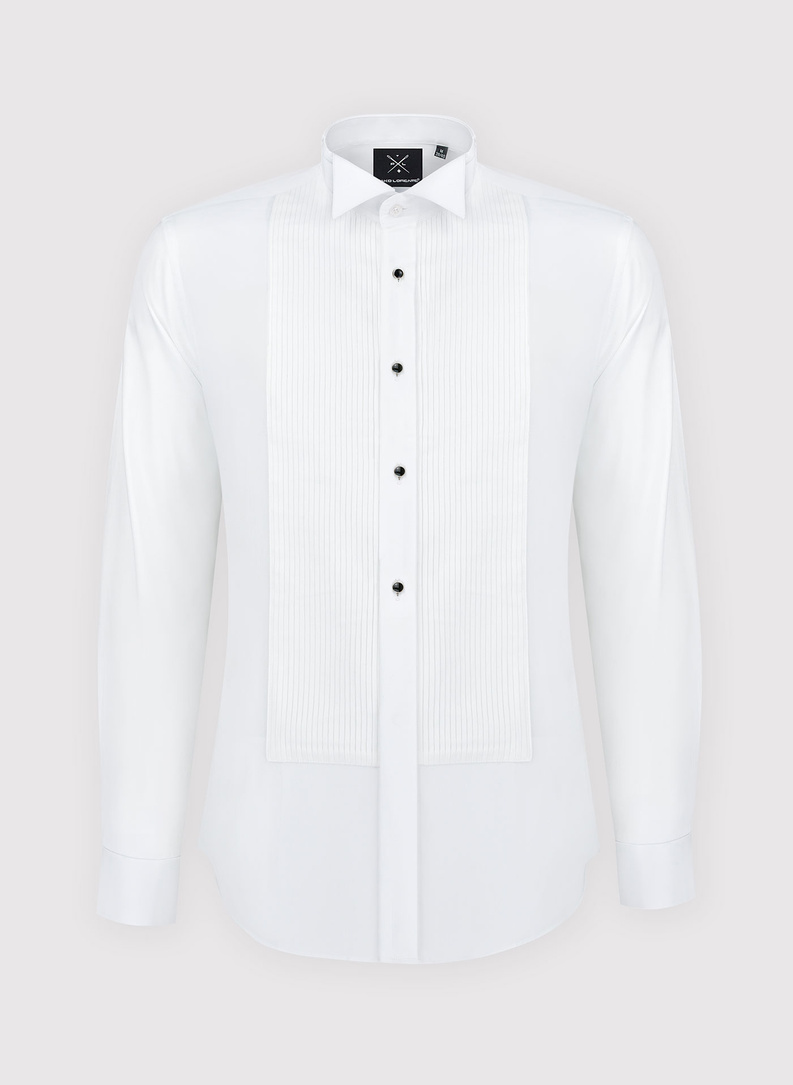 Biała smokingowa koszula męska