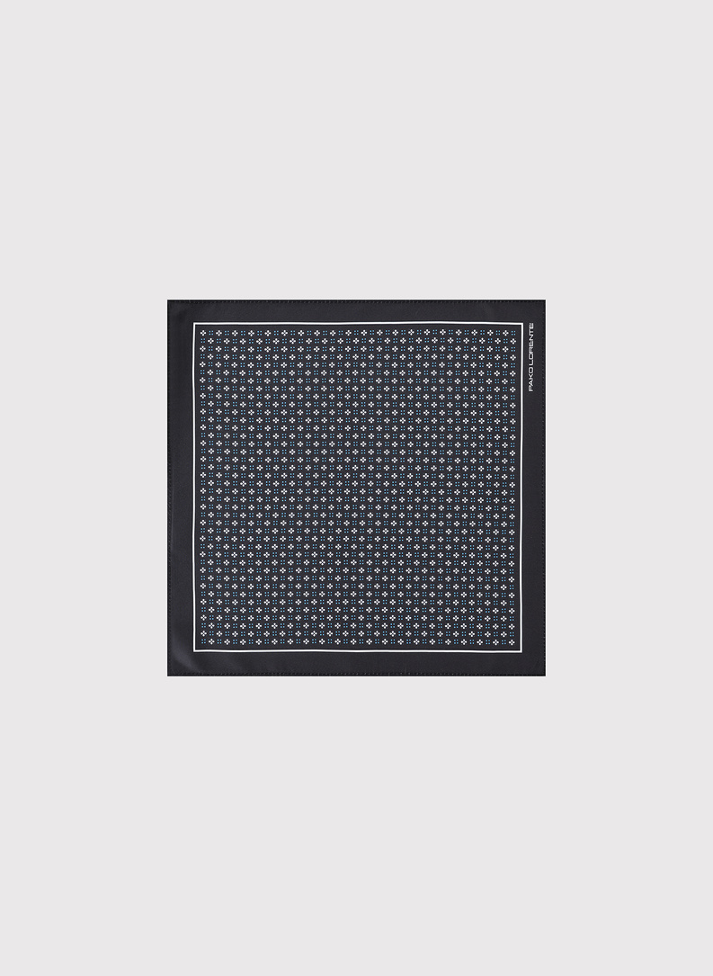 Poszetka męska czarna w kwiatki