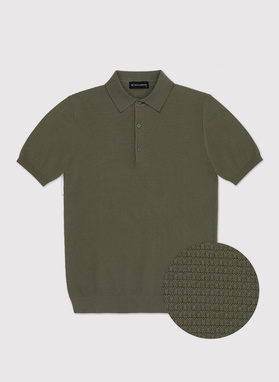 Zielony t-shirt polo o waflowym splocie