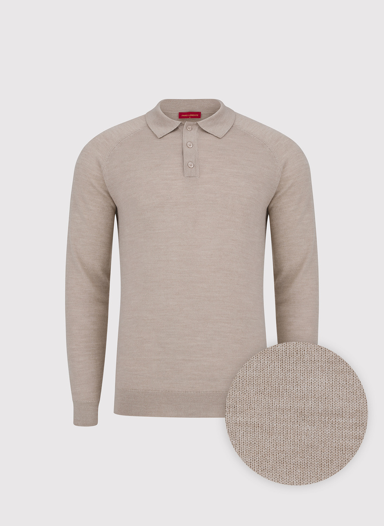 Męski sweter polo z wełną