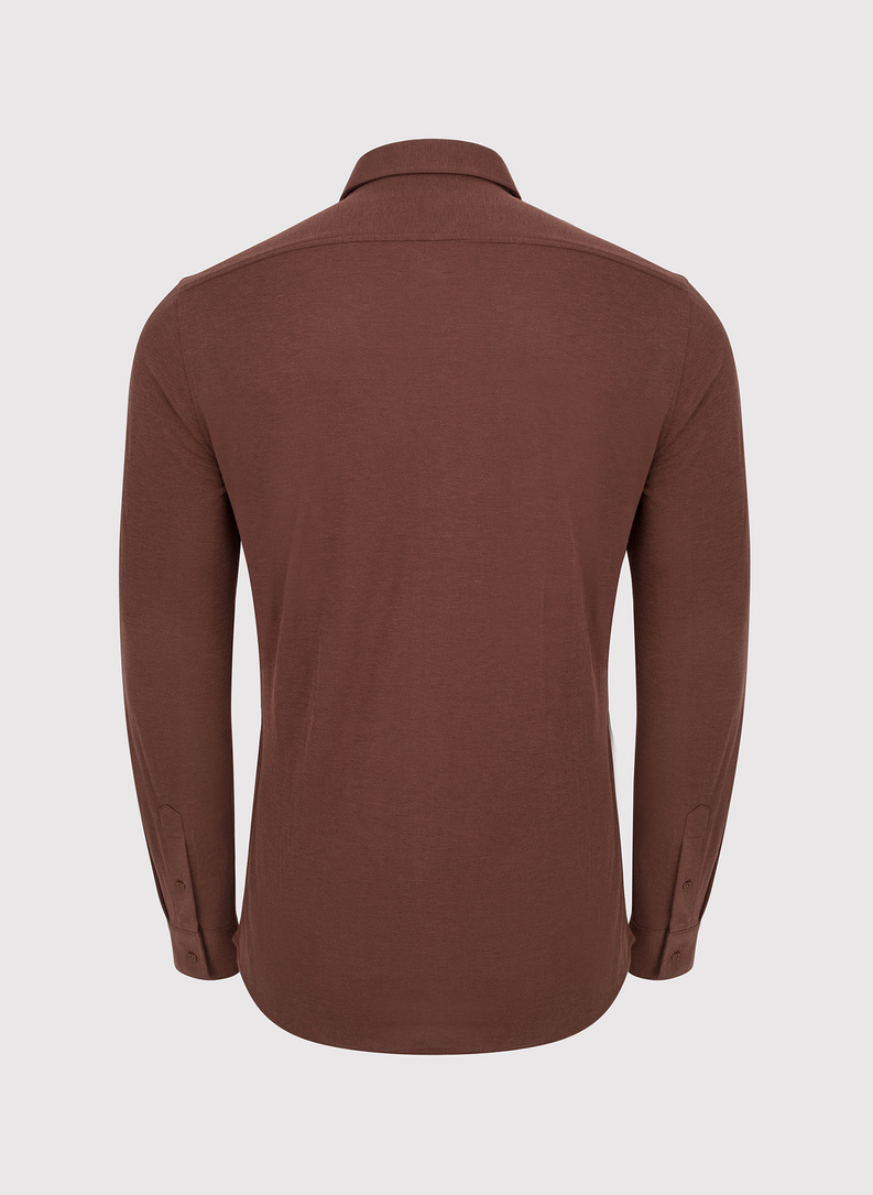Gładka taliowania koszula w kolorze brązowym