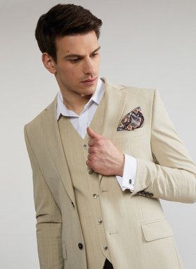 Beżowa kamizelka garniturowa P22SP-8X-009-E-S