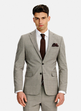 Brązowa marynarka garniturowa w kratę