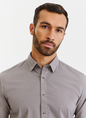 Brązowa koszula męska w mikrowzór 