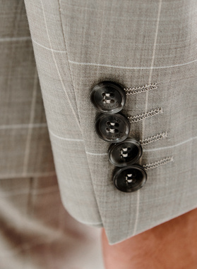 Wełniana marynarka garniturowa w kratkę