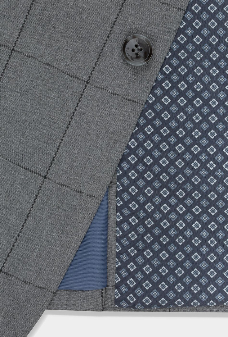 Szary garnitur CARLOS w kratę