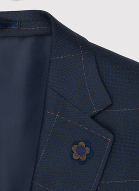 Granatowa marynarka garniturowa w kratę Windowpane