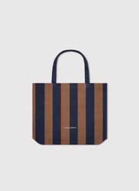Brązowo-granatowa torba plażowa w pasy