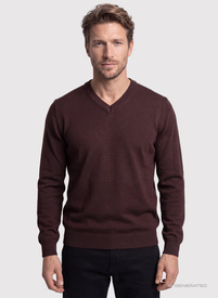 Brązowy sweter męski w serek