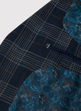 Granatowa casualowa marynarka męska w kratę 