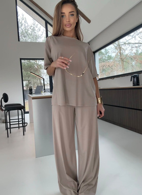 Komplet damski SARA ciemny beż