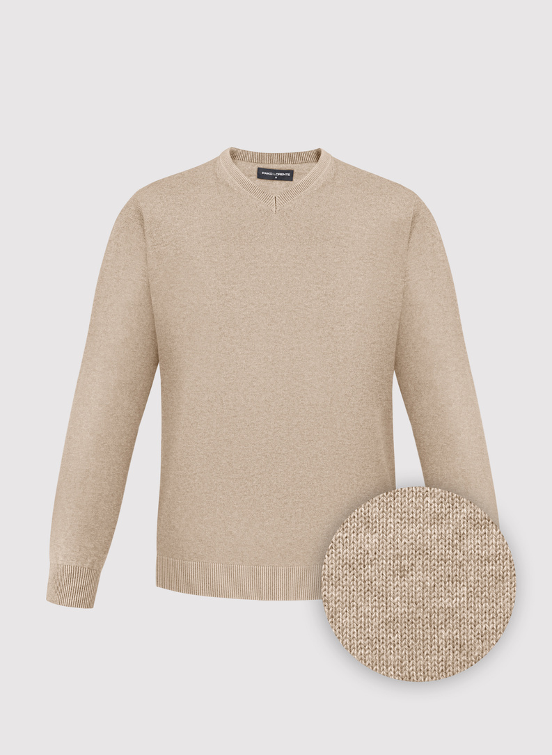 Beżowy sweter męski v-neck