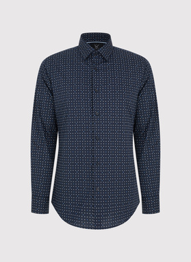 Granatowa koszula męska w mikrowzór