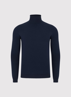 Granatowy gładki golf męski