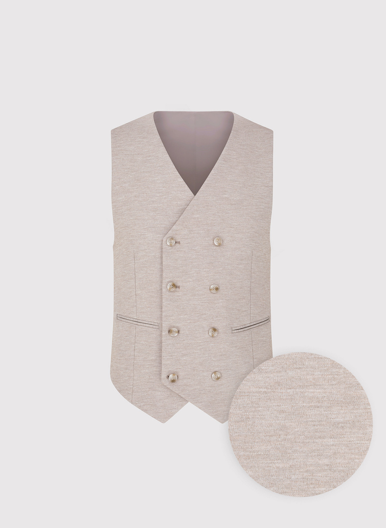 Jasnobrązowa dzianinowa kamizelka męska