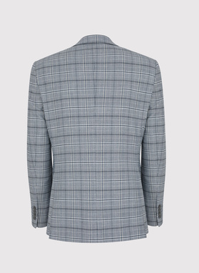 Szary kraciasty garnitur męski