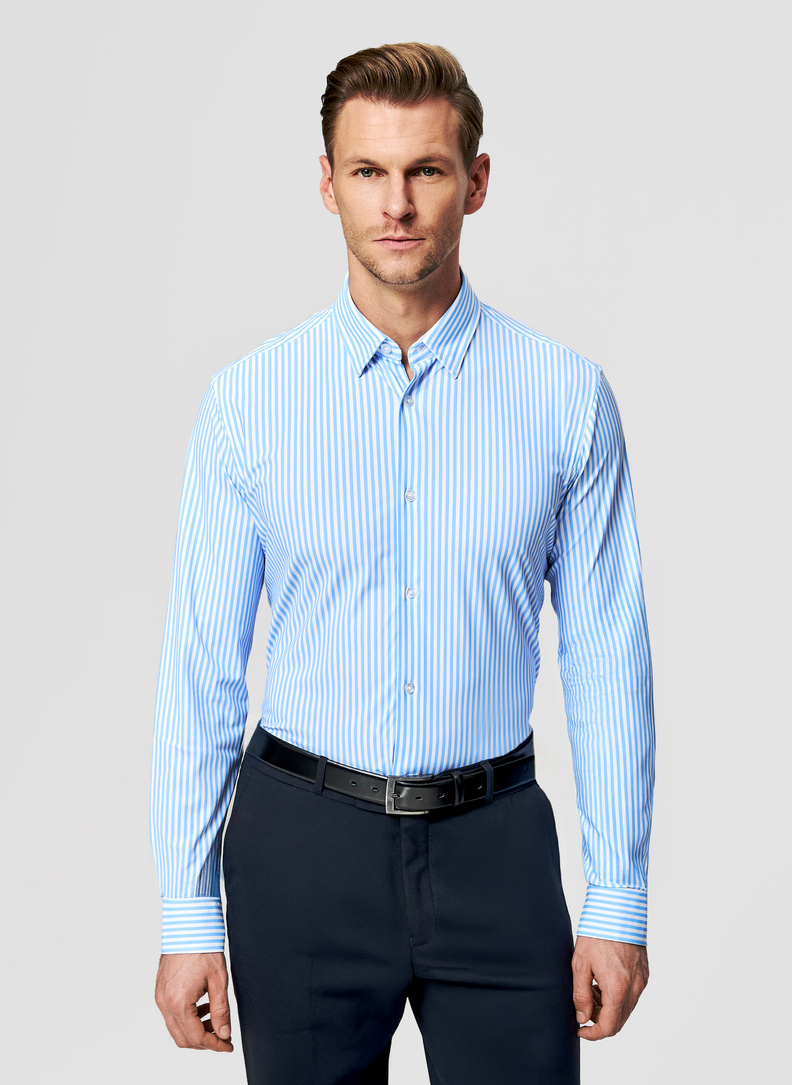 Niebieska koszula męska w prążek