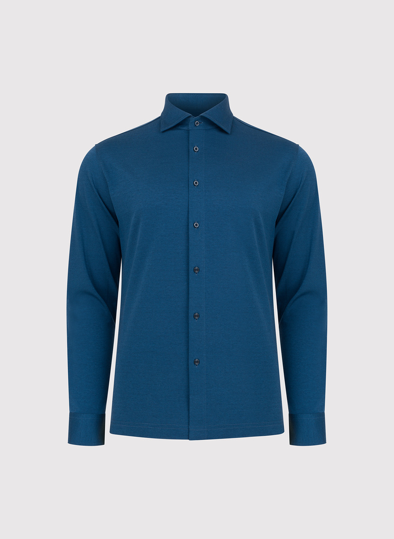 Granatowa dzianinowa koszula męska