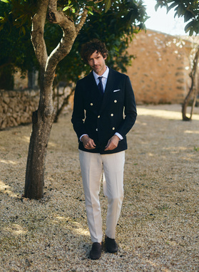 Lniana marynarka dwurzędowa