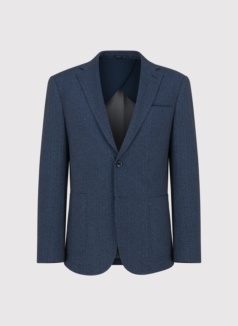 Granatowa marynarka w jodełkę