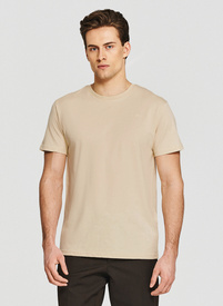 Bawełniany t-shirt męski w kolorze beżowym