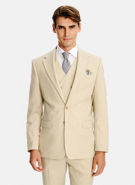 Ślubny beżowy garnitur z wełny