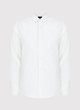 Biała koszula męska w czarne kropki