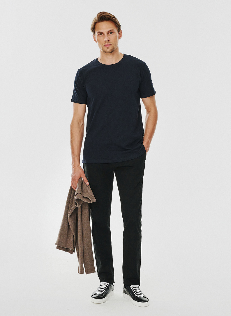 Granatowy gładki T-shirt Basic