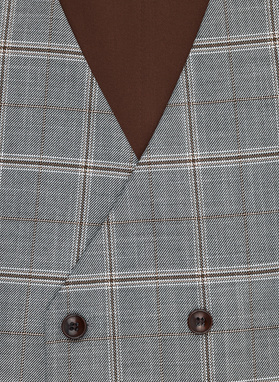 Szara dwurzędowa kamizelka w kratę