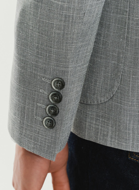 Lniana szara marynarka męska melanż