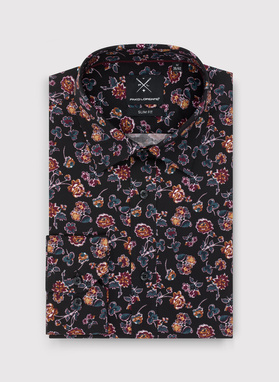 Czarna koszula męska w kwiaty