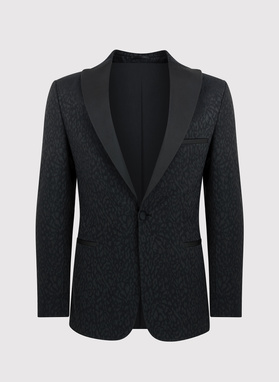 Czarna żakardowa marynarka smokingowa