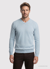 Niebieski sweter v-neck