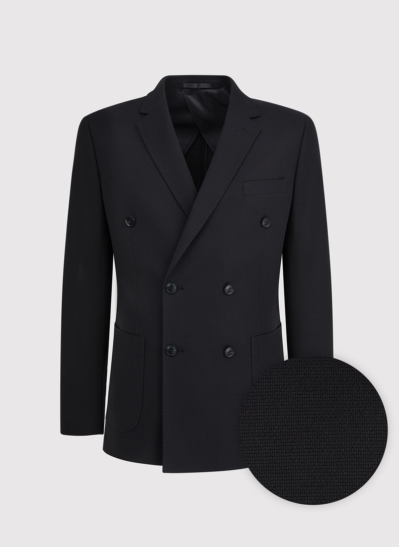 Czarna dwurzędowa marynarka męska