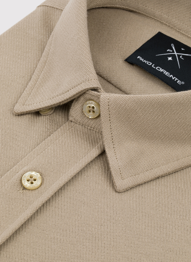 Beżowa bawełniana koszula męska