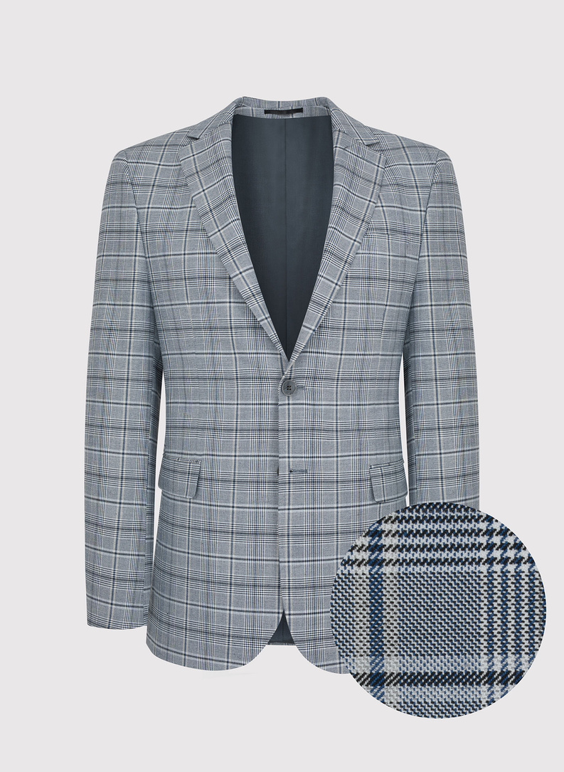 Szary kraciasty garnitur męski