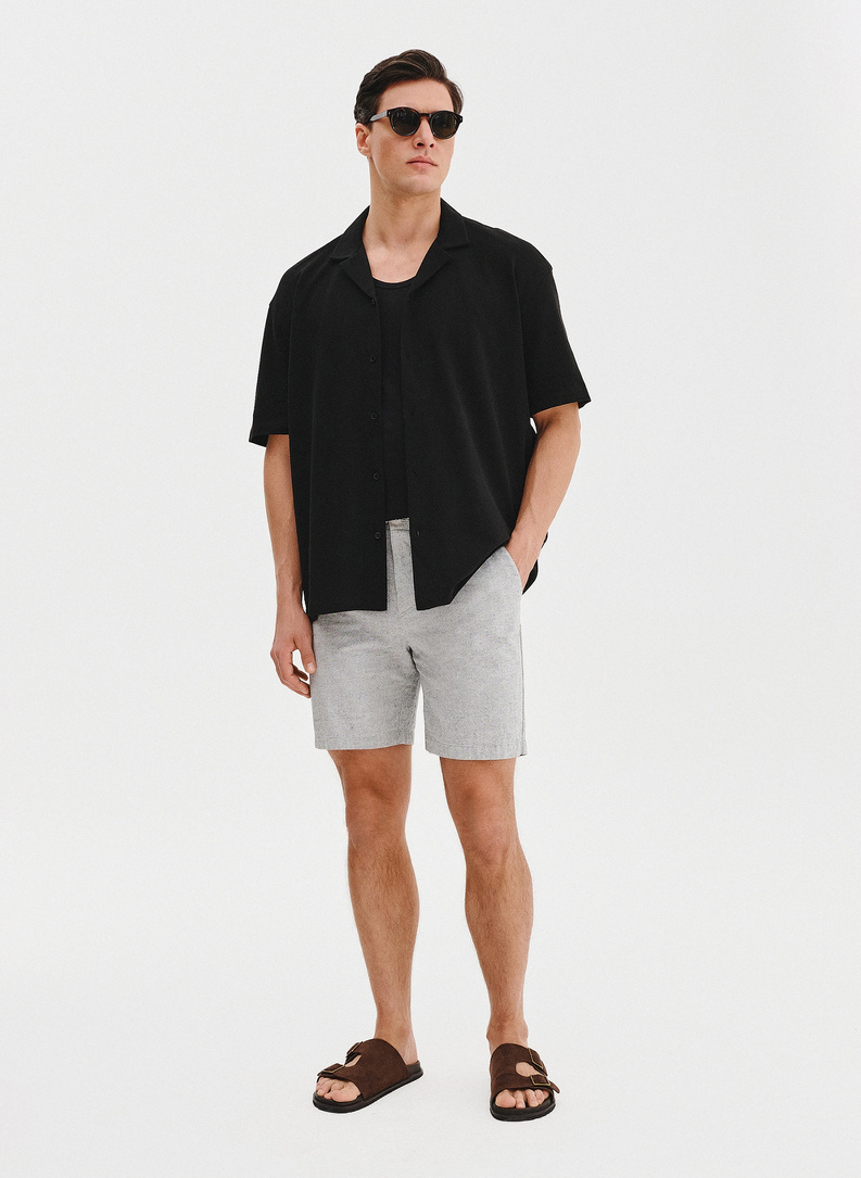 Koszula męska w kolorze czarnym z krótkim rękawem