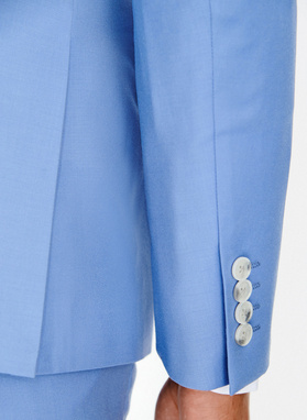 Niebieska wełniana marynarka garniturowa