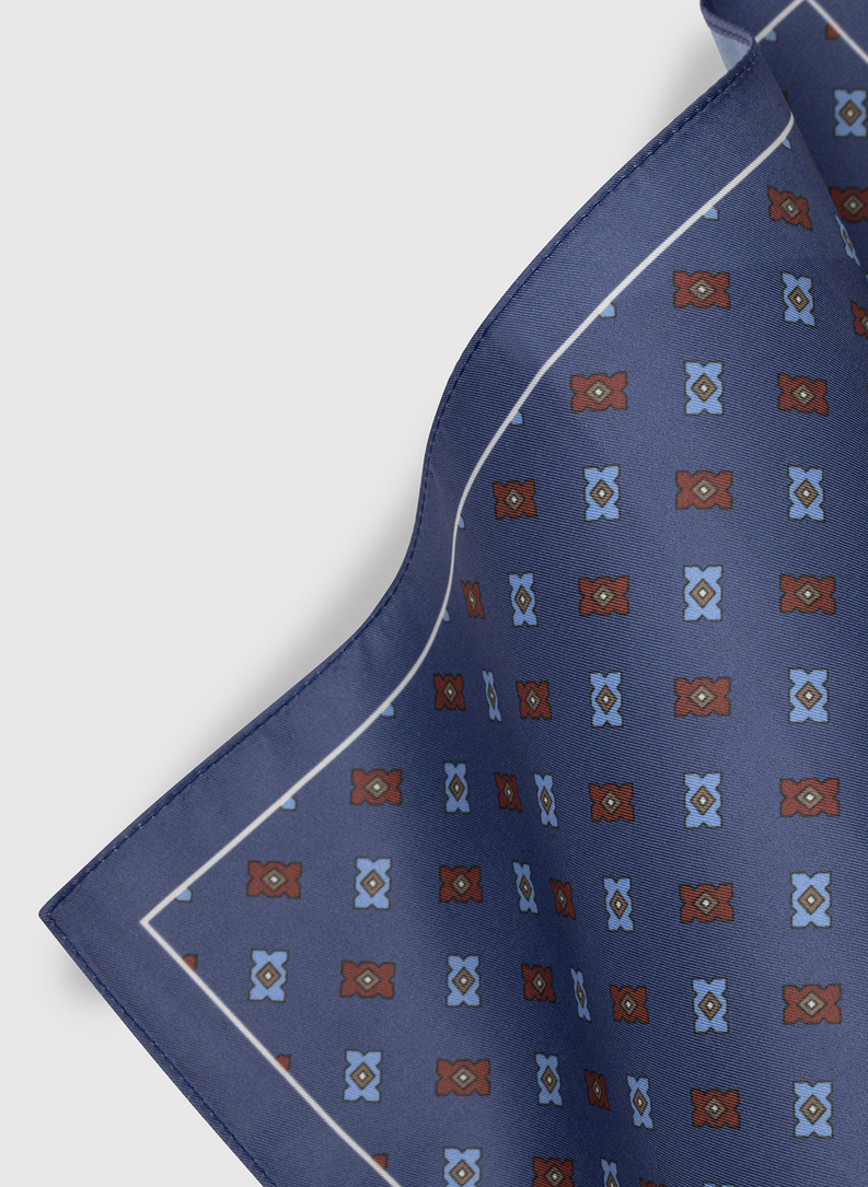 Granatowa poszetka męska w kolorowy mikrowzór