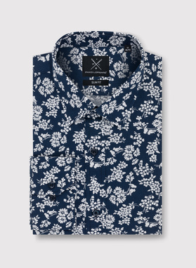 Granatowa koszula w białe kwiaty