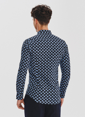 Granatowa koszula w kwiaty