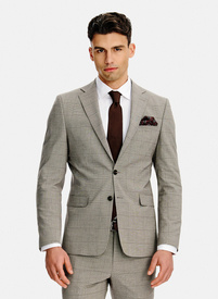 Brązowa marynarka garniturowa w kratę