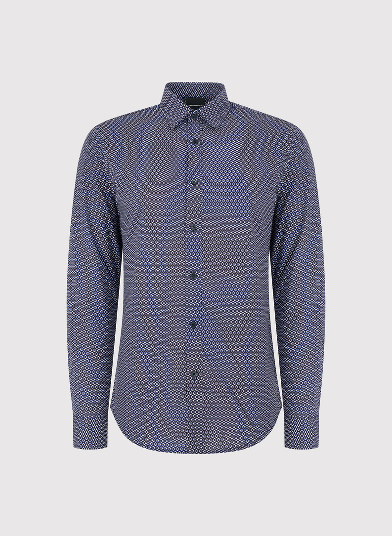 Granatowa koszula w kwiaty