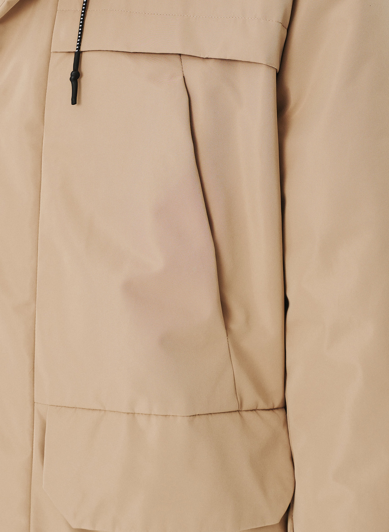 Kurtka męska z kapturem w kolorze beżowym