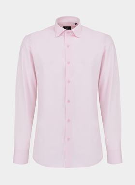 Gładka elegancka koszula męska w kolorze różowym