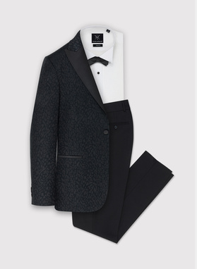 Czarna żakardowa marynarka smokingowa