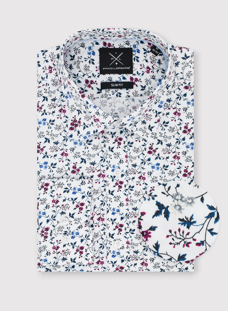 Koszula męska w kwiatowy wzór długi rękaw