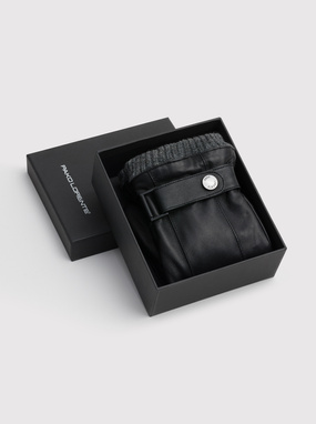 Czarne rękawiczki męskie skórzane 