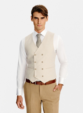 Beżowa kamizelka męska w pepitkę