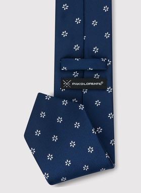 Granatowy męski krawat w kwiatki